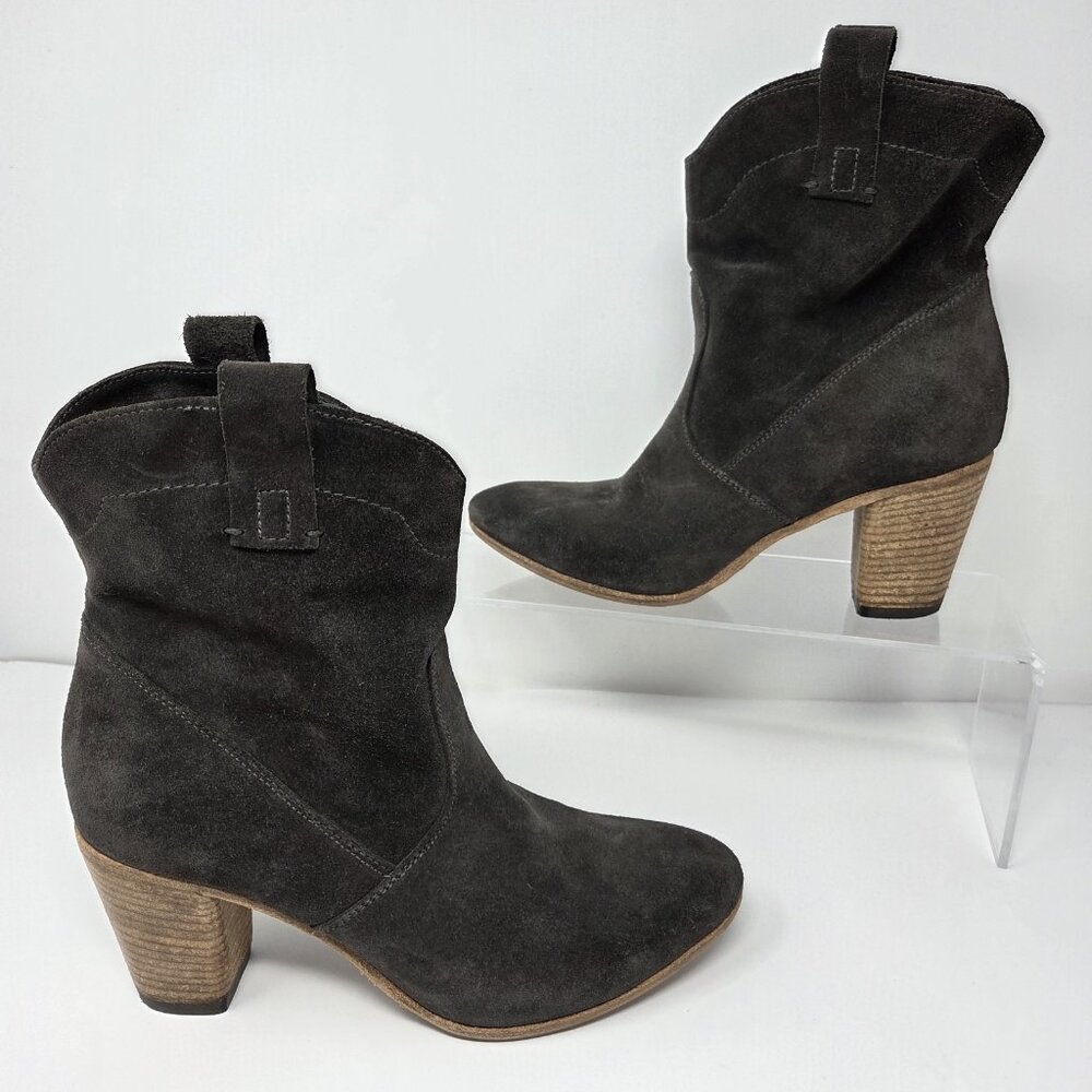 Alberto Fermani Womens Suede Boots 37 US 6 Grey Ankle Western Cowgirl Boho